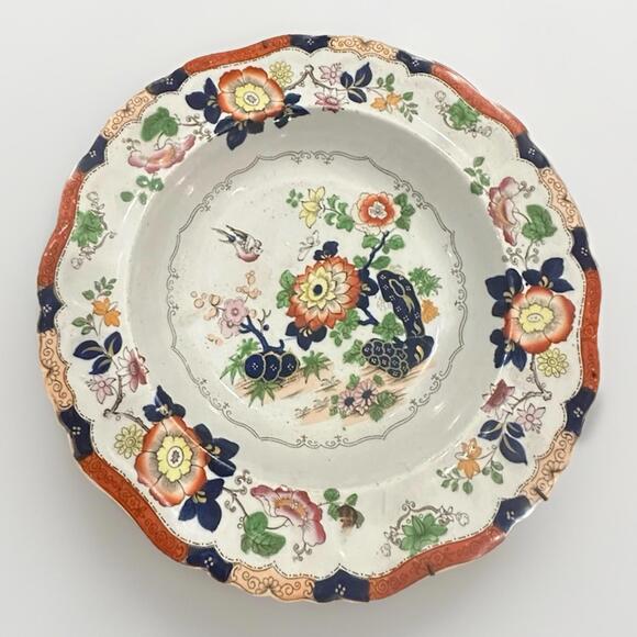 Ironstone Other - Antique English Ironstone China Deep Plate Japan Imari Pattern Victorian